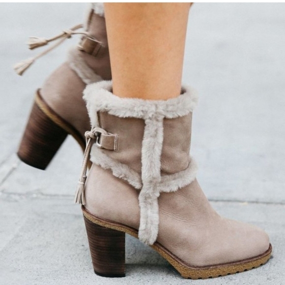 Frye Women's Jen 3476350 TPE Suede Ankle Heels Shearling Boots Shoes Sz 9M - Picture 1 of 15